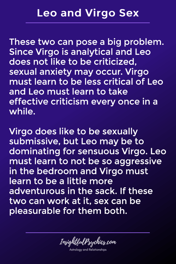 leo and virgo sexually compatible