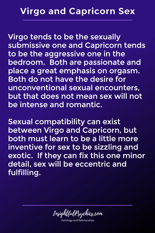 Capricorn virgo sexually and Virgo Capricorn