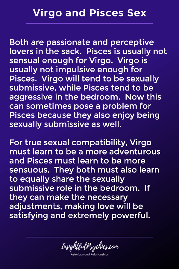 Pisces woman and virgo man sexually