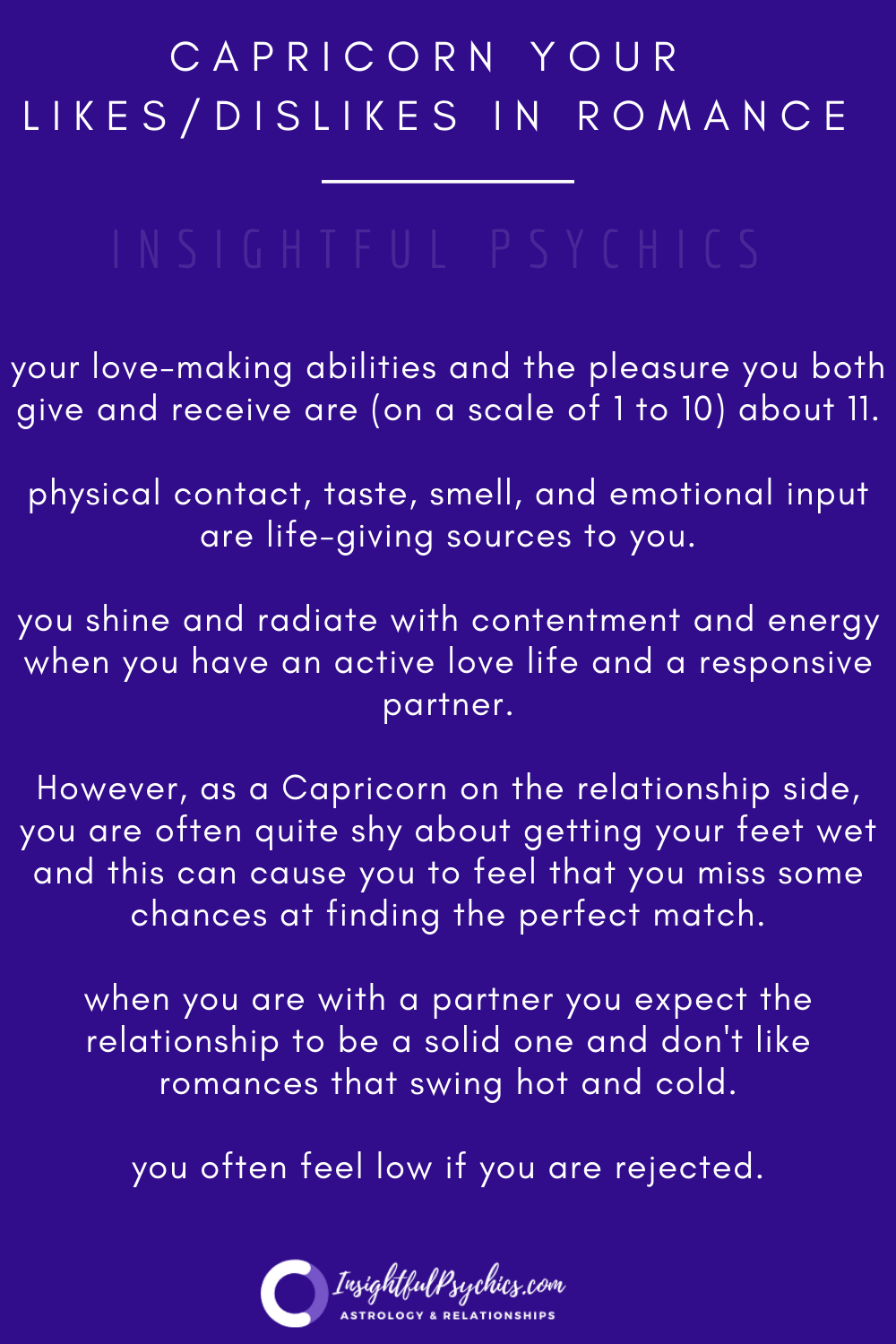 Capricorn Romance and Relationship Traits